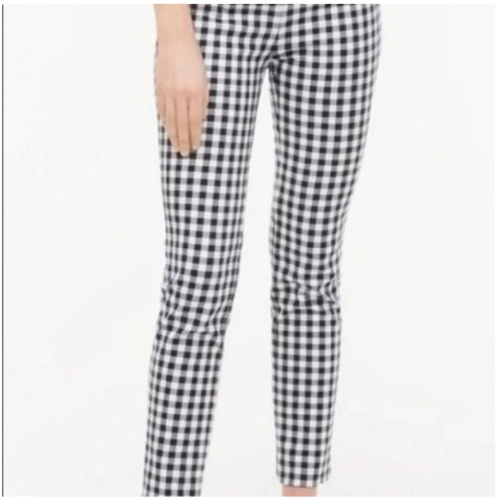 J. Crew Factory Navy Gingham Winnie Ankle Cotton Stretch Preppy Pants Size 0 - Picture 12 of 15